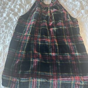 New York & Company Plaid Halter Top - Black, Red, Yellow